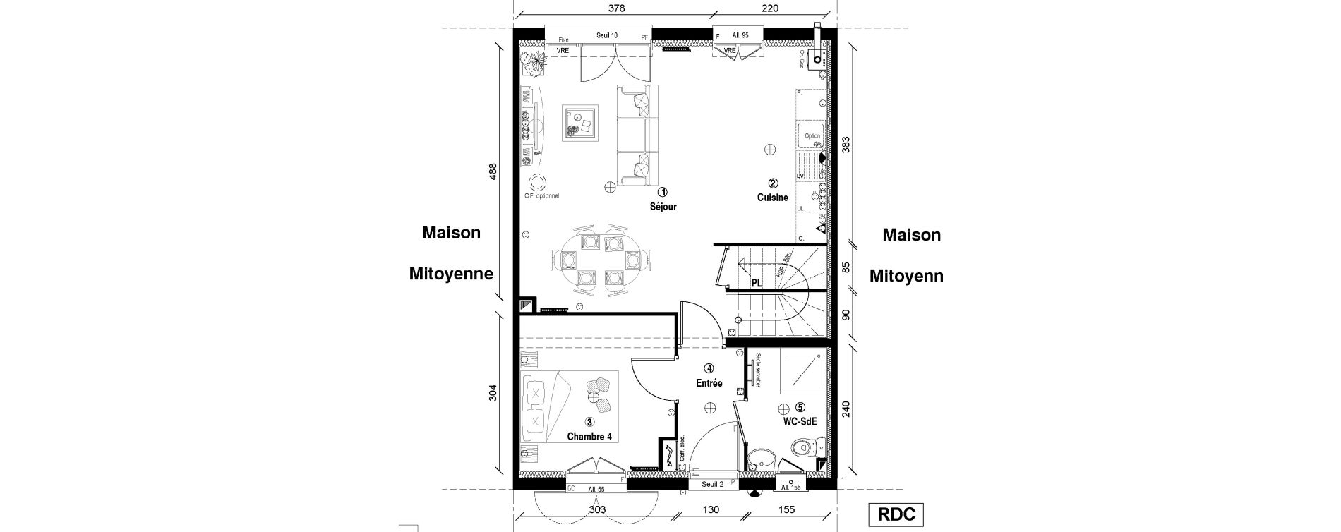 Maison T5 de 87,70 m2 &agrave; Vaur&eacute;al Centre