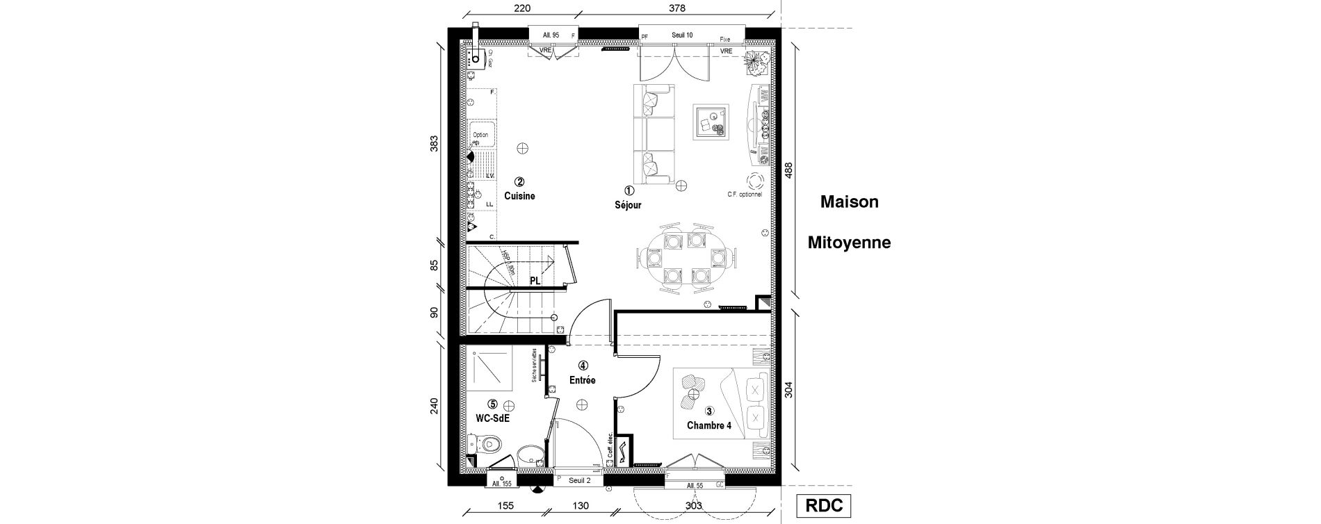 Maison T5 de 87,70 m2 &agrave; Vaur&eacute;al Centre