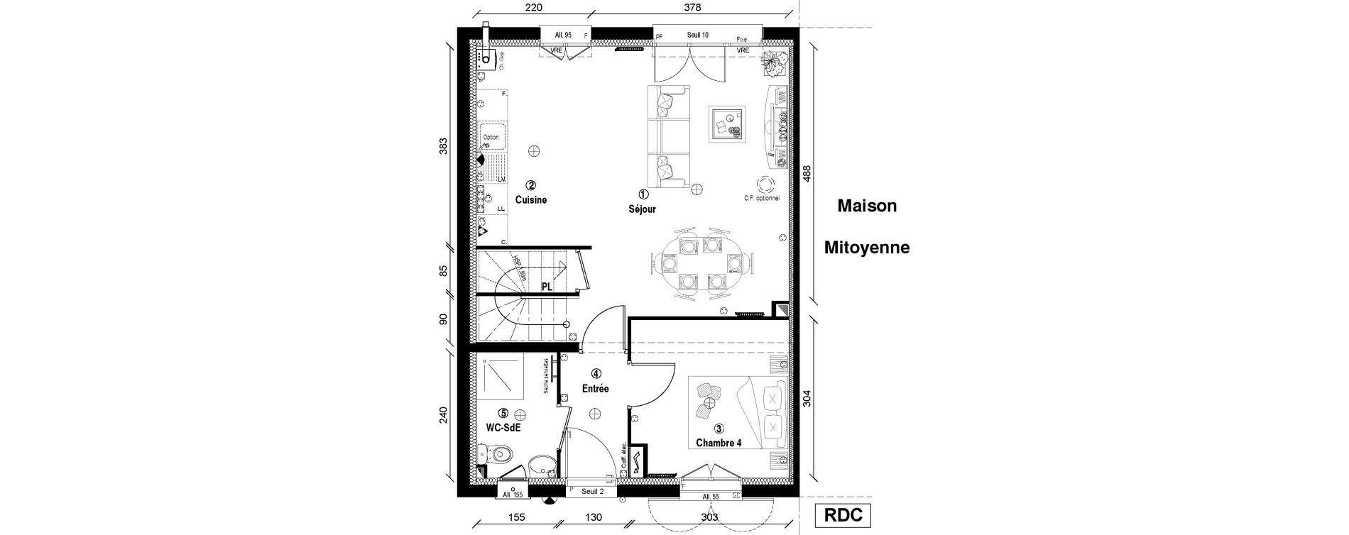 Maison T5 de 87,70 m2 &agrave; Vaur&eacute;al Centre