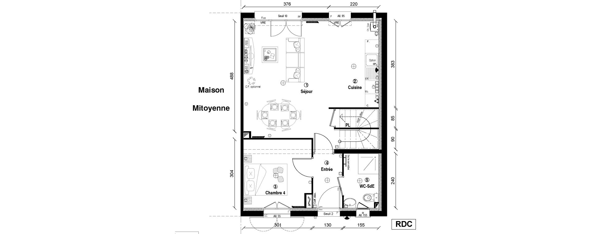 Maison T5 de 87,70 m2 &agrave; Vaur&eacute;al Centre