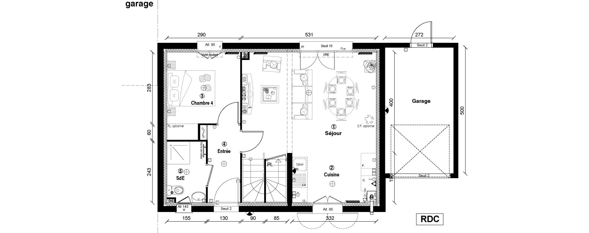 Maison T5 de 90,10 m2 &agrave; Vaur&eacute;al Centre