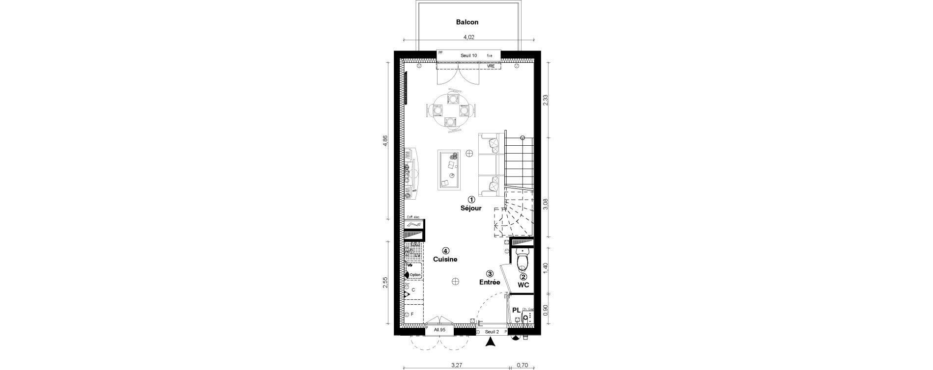 Duplex T3 de 54,90 m2 &agrave; Vaur&eacute;al Centre