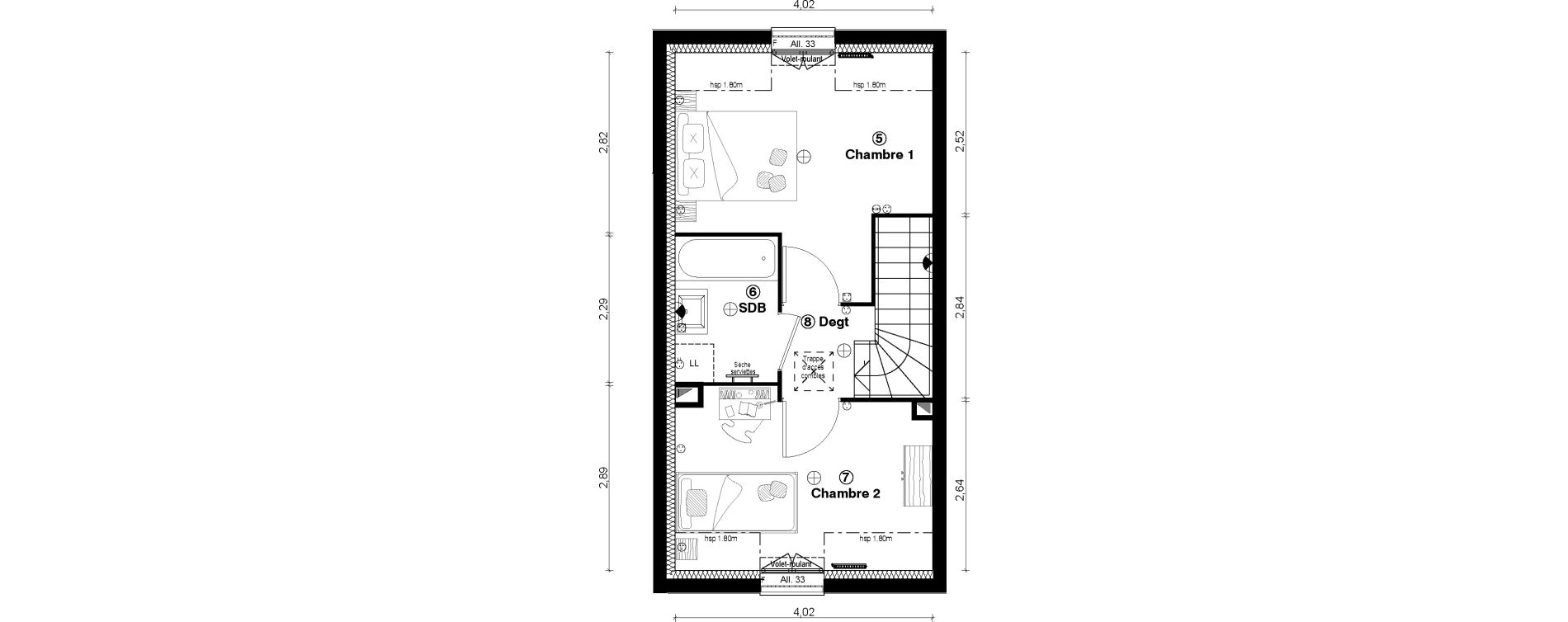 Duplex T3 de 54,90 m2 &agrave; Vaur&eacute;al Centre