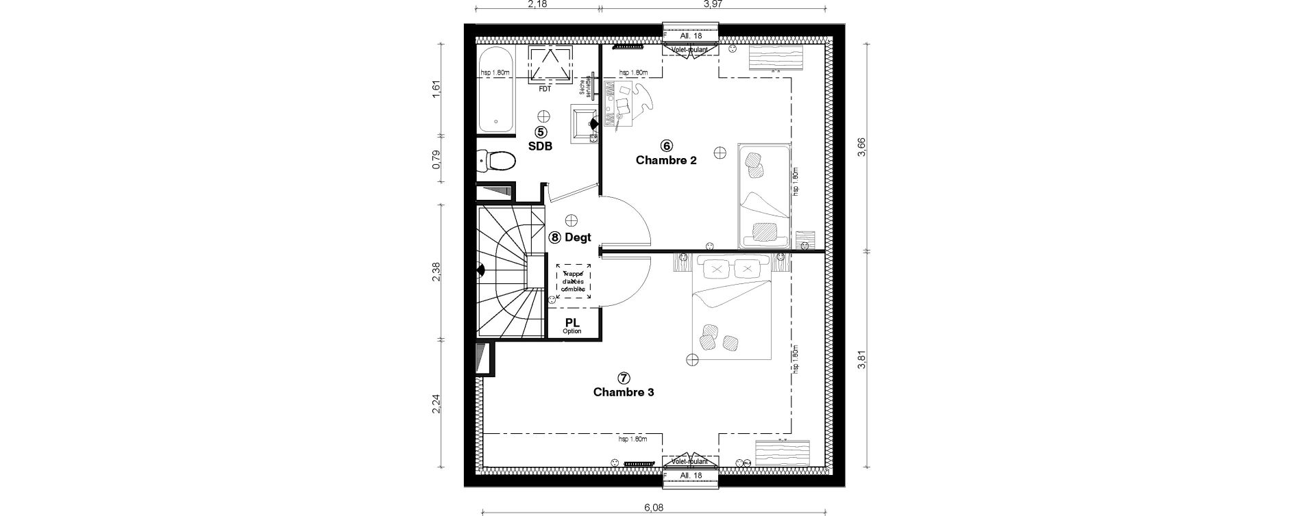 Duplex T4 de 74,10 m2 &agrave; Vaur&eacute;al Centre