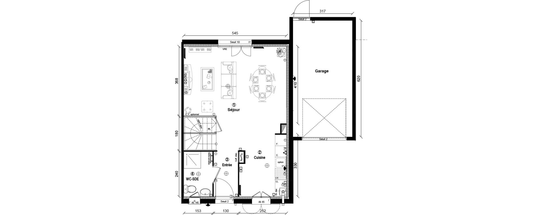 Maison T4 de 79,50 m2 &agrave; Vaur&eacute;al Centre