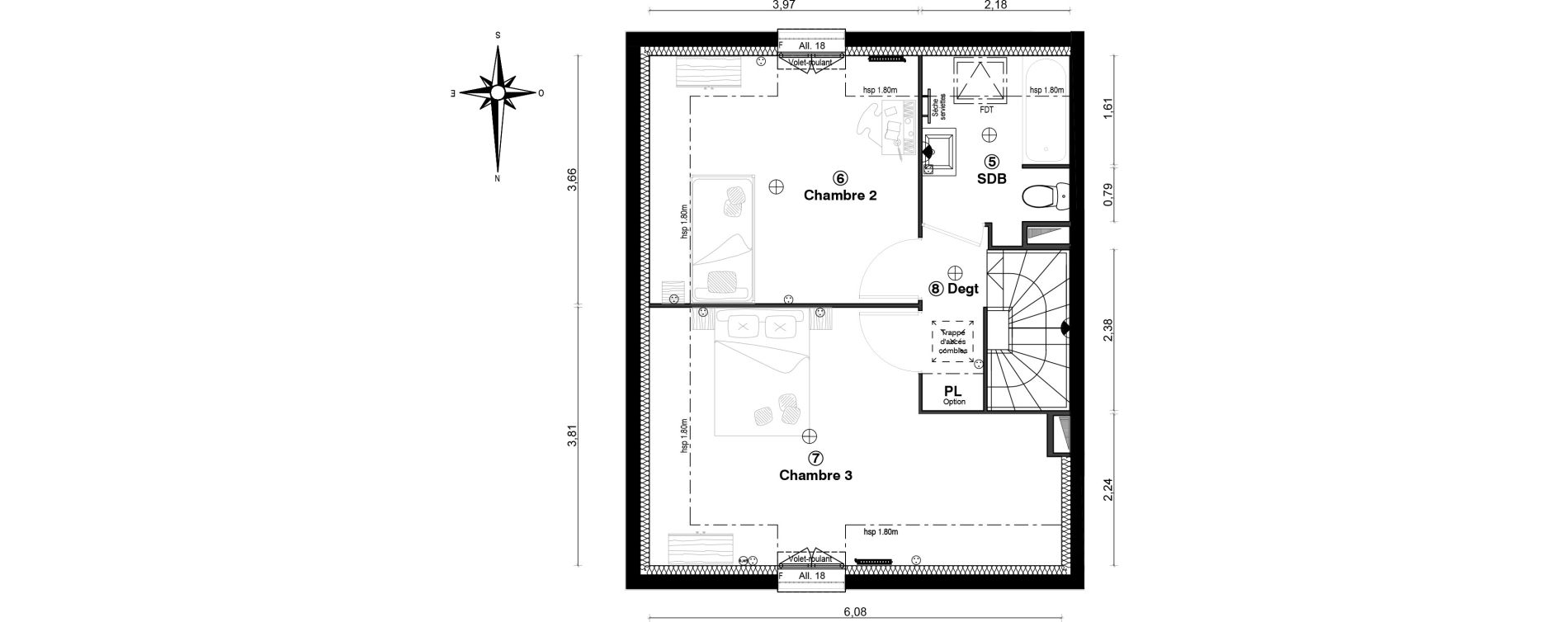 Duplex T4 de 74,10 m2 &agrave; Vaur&eacute;al Centre