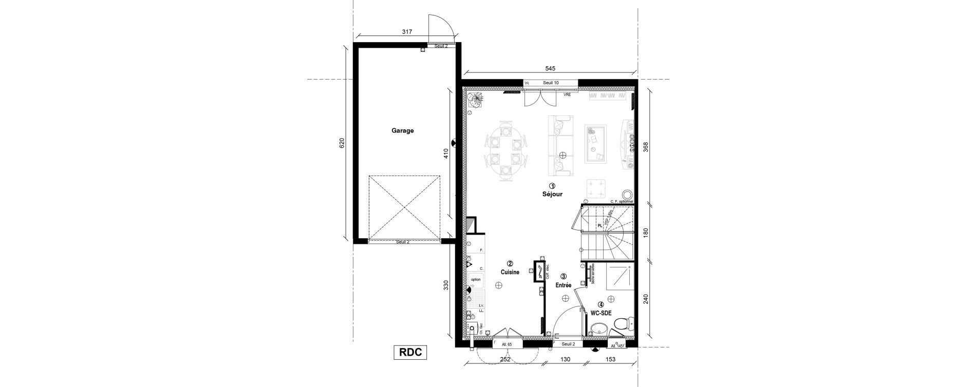 Maison T4 de 80,10 m2 &agrave; Vaur&eacute;al Centre
