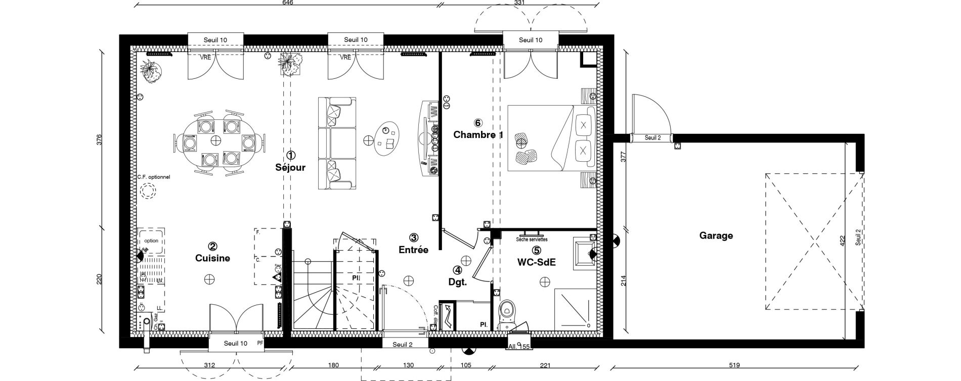 Maison T5 de 108,10 m2 &agrave; Vaur&eacute;al Centre