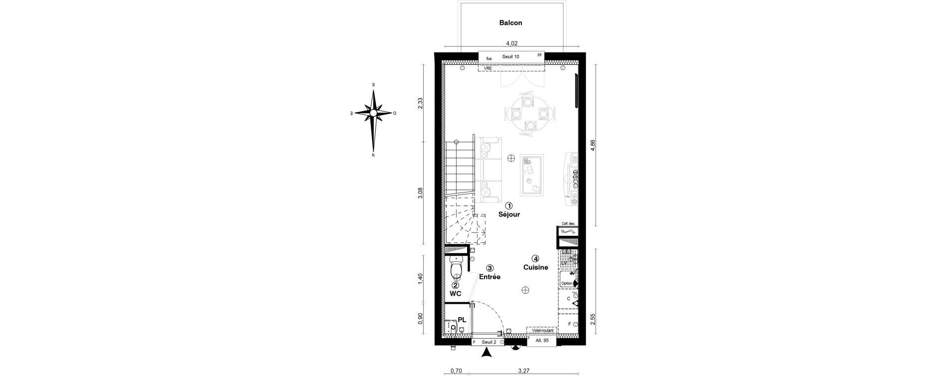 Appartement T3 de 54,90 m2 &agrave; Vaur&eacute;al Centre