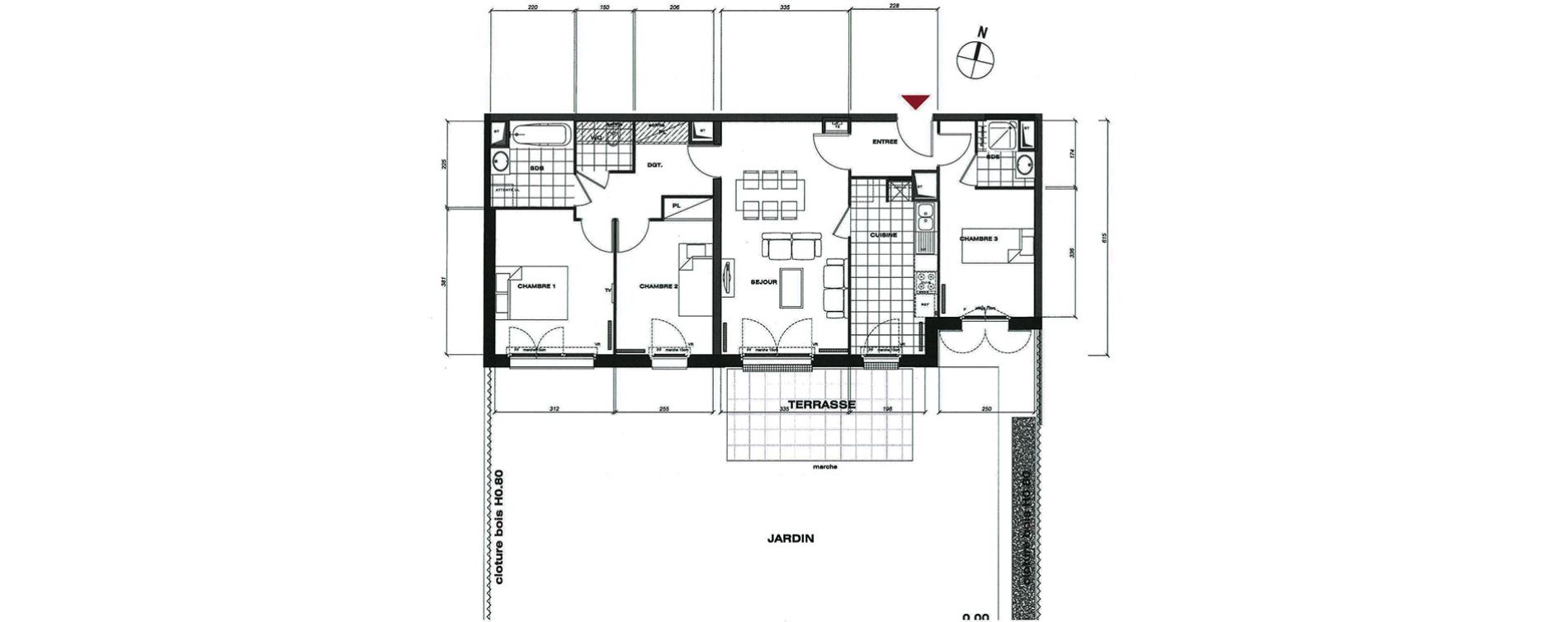 Appartement T4 de 79,49 m2 &agrave; Vaur&eacute;al Centre