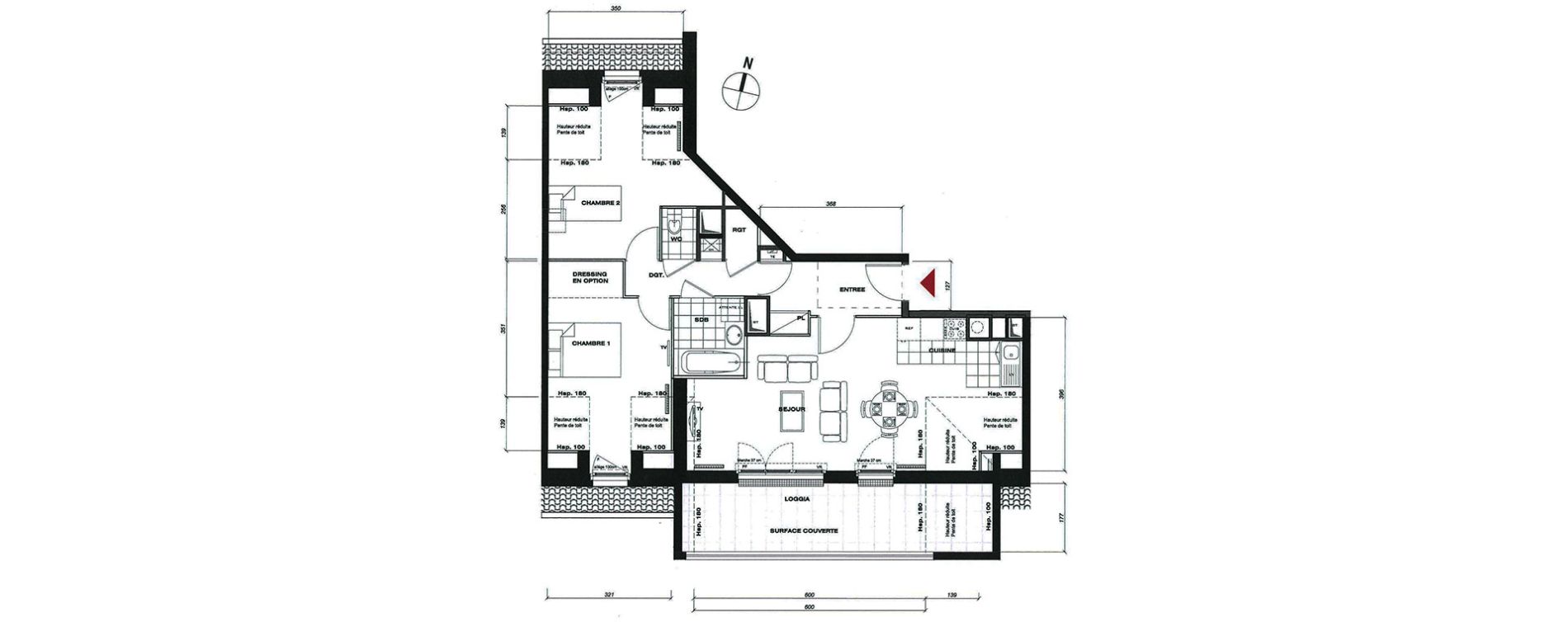 Appartement T3 de 62,38 m2 &agrave; Vaur&eacute;al Centre