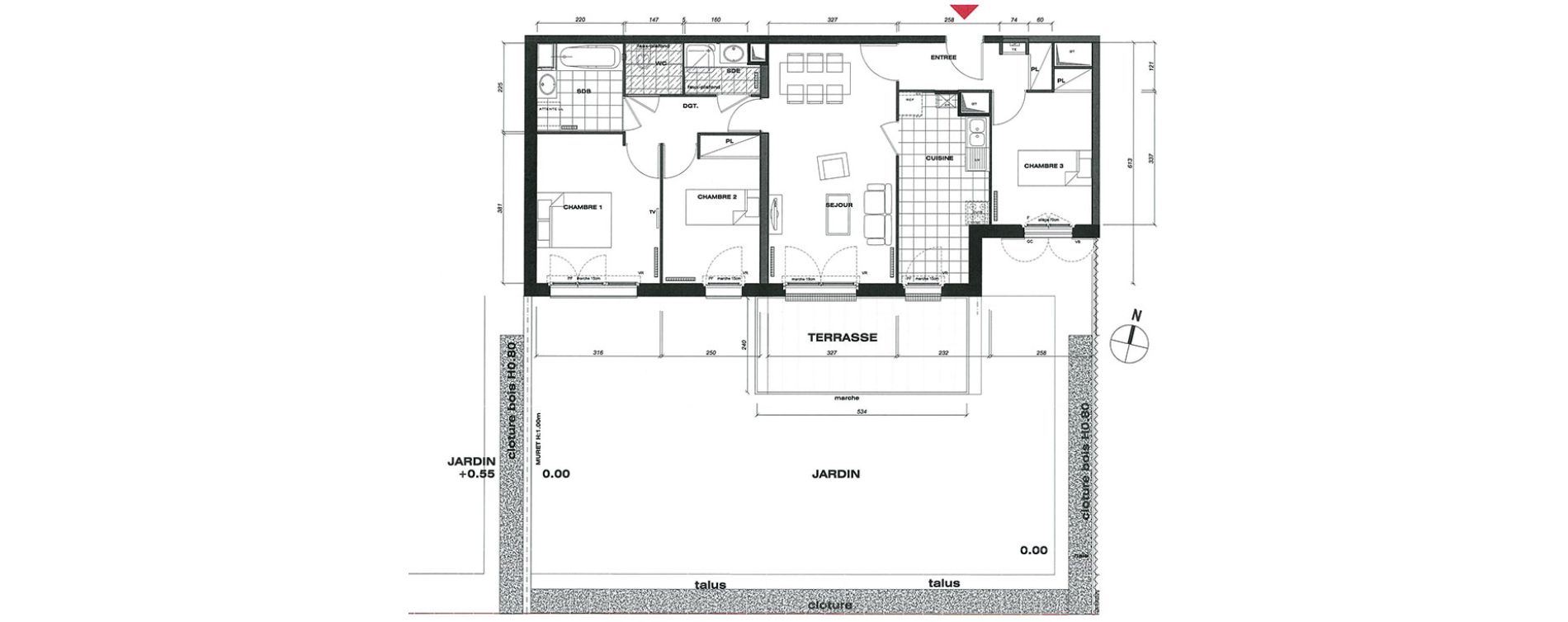 Appartement T4 de 77,31 m2 &agrave; Vaur&eacute;al Centre