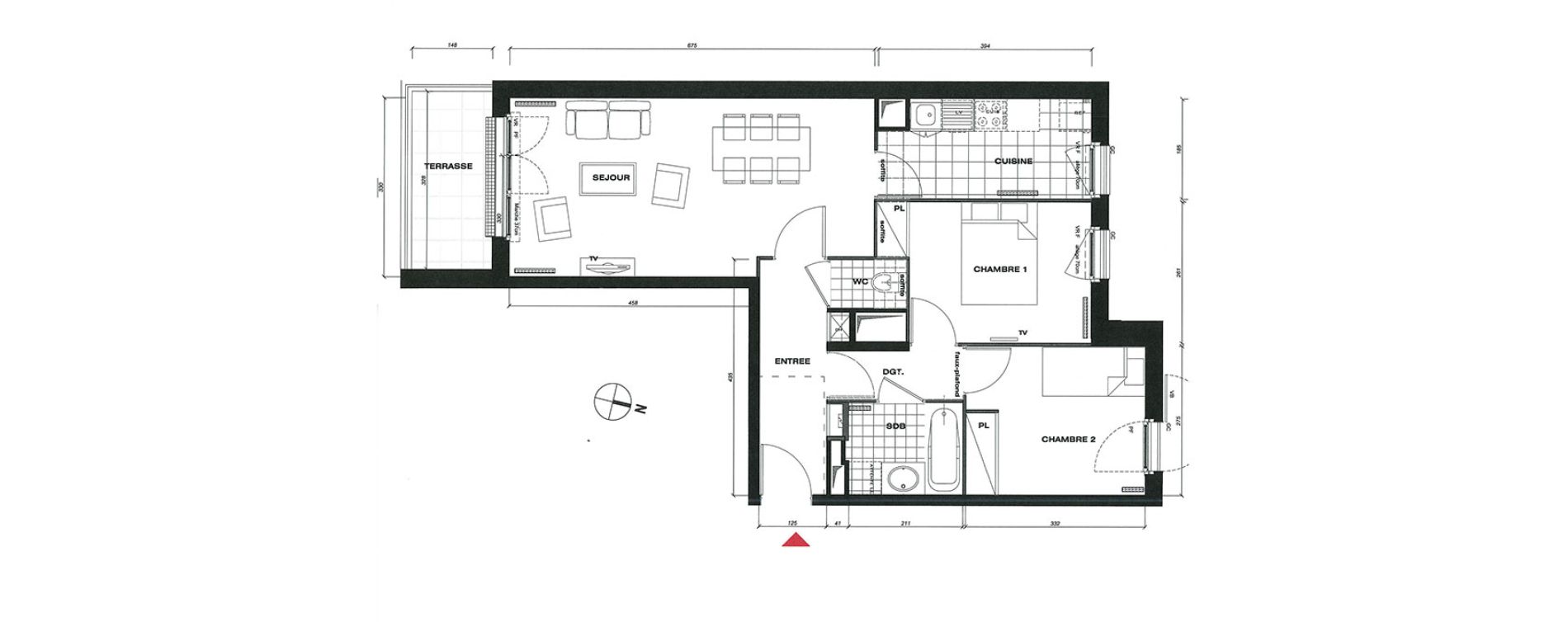 Appartement T3 de 59,88 m2 &agrave; Vaur&eacute;al Centre