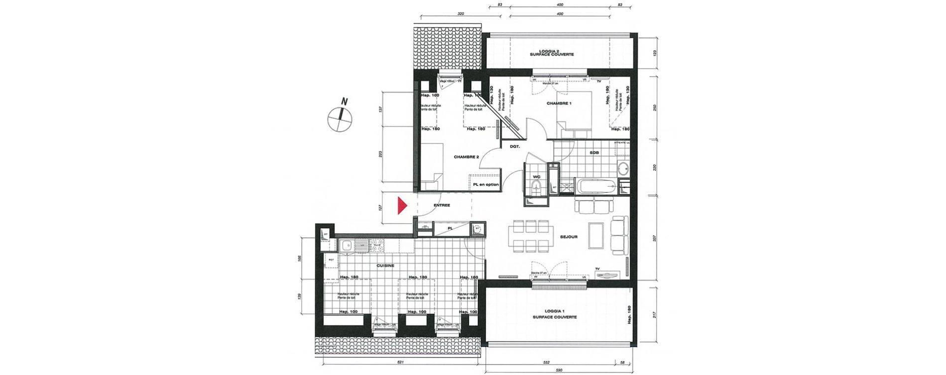 Appartement T3 de 67,07 m2 &agrave; Vaur&eacute;al Centre
