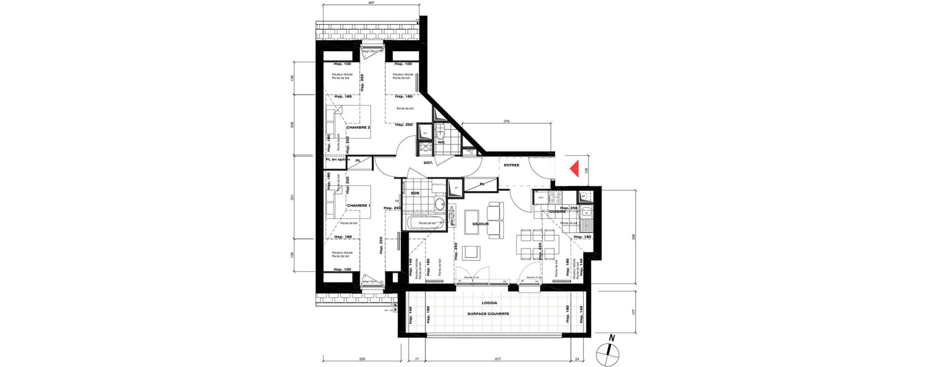 Appartement T3 de 62,78 m2 &agrave; Vaur&eacute;al Centre