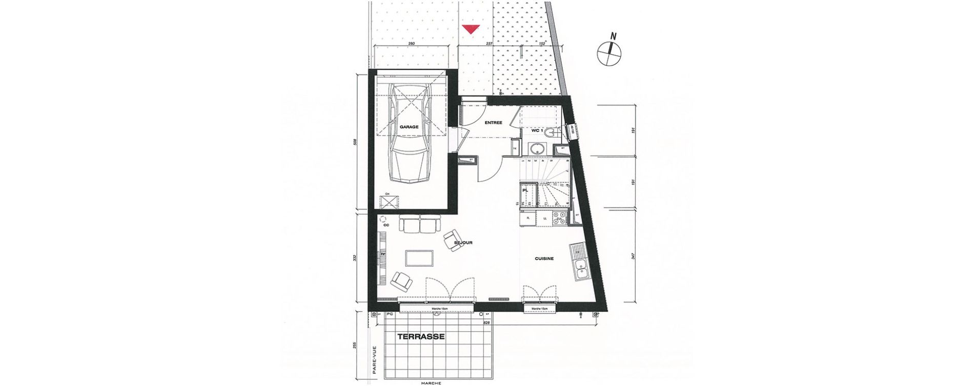 Maison T4 de 87,96 m2 &agrave; Vaur&eacute;al Centre