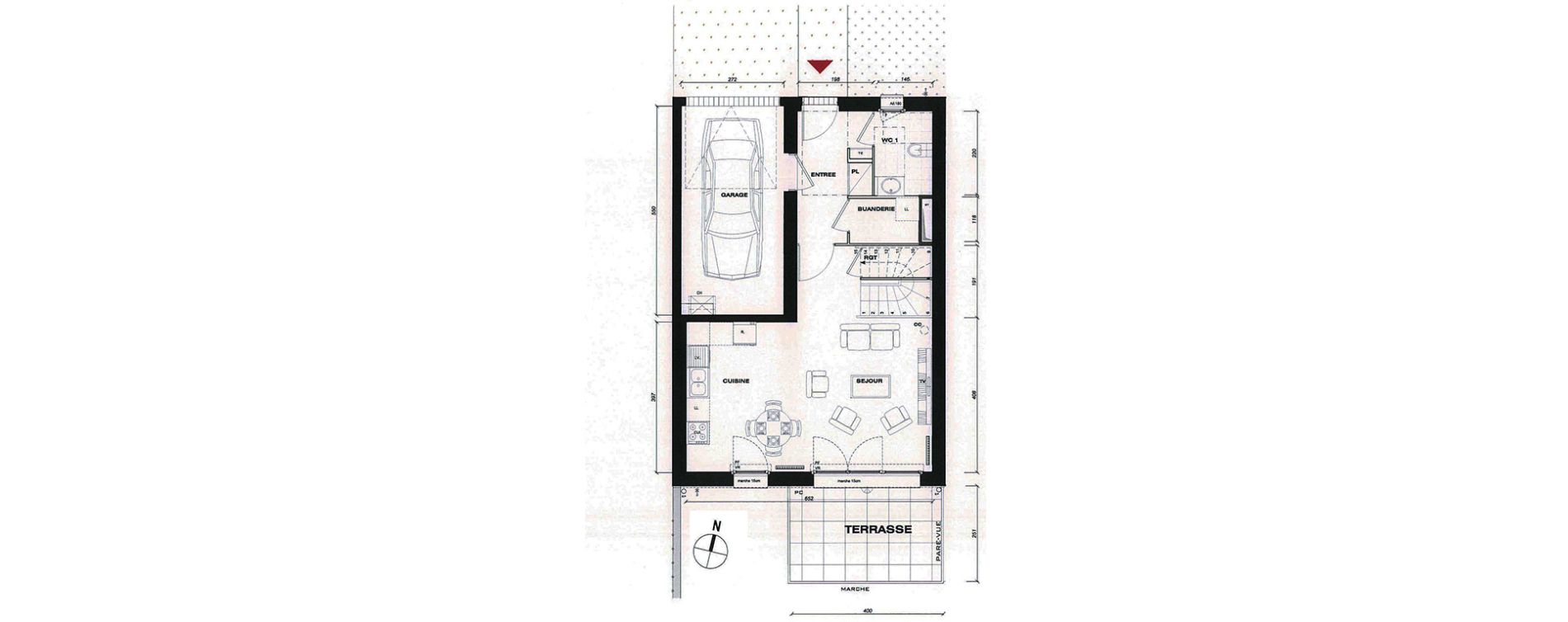 Maison T4 de 83,18 m2 &agrave; Vaur&eacute;al Centre