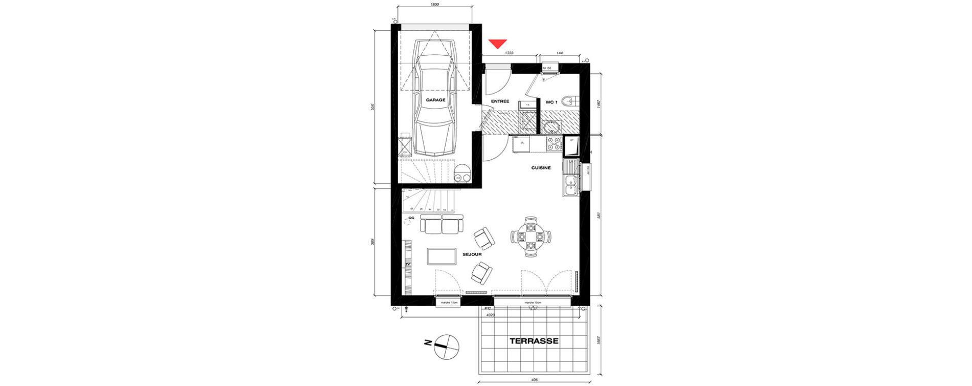 Maison T4 de 83,41 m2 &agrave; Vaur&eacute;al Centre