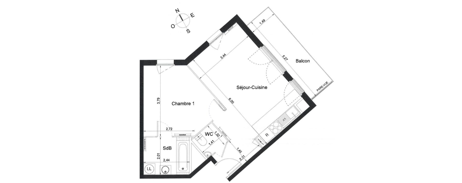 Appartement T2 de 44,40 m2 &agrave; Villiers-Le-Bel Centre