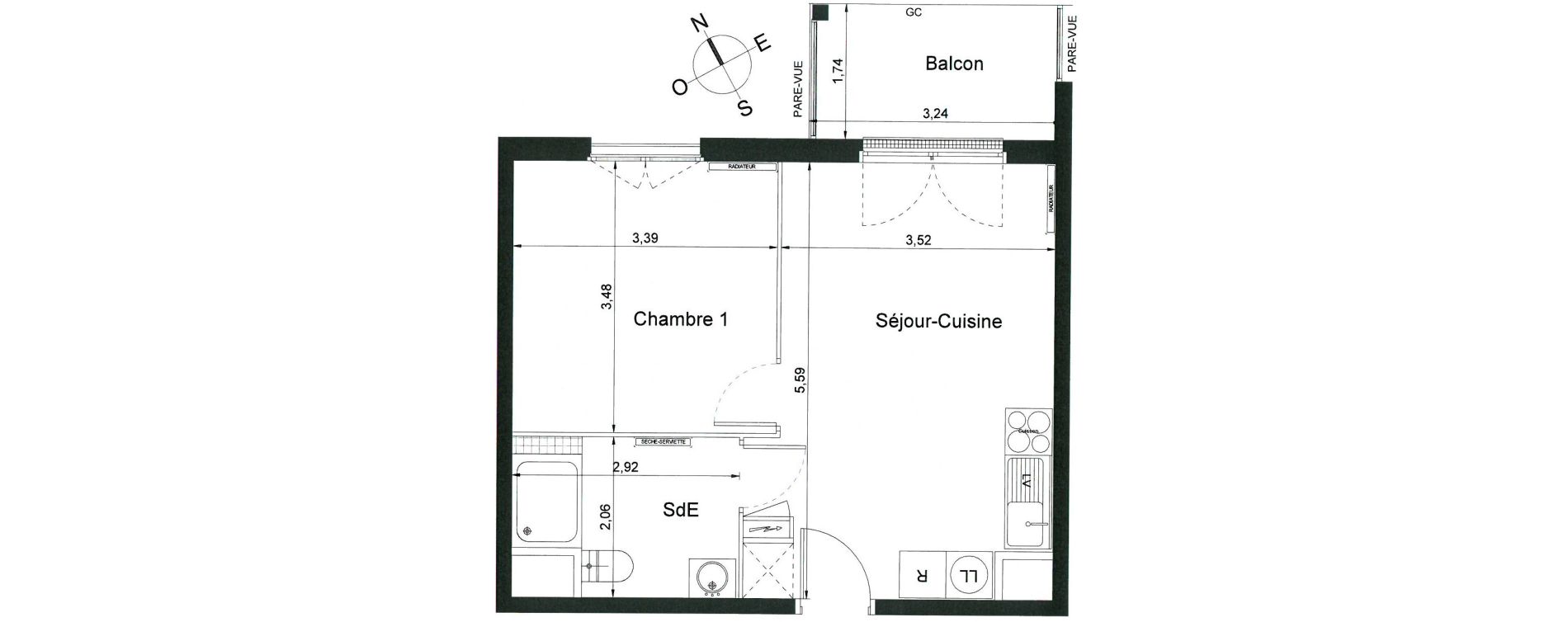 Appartement T2 de 37,30 m2 &agrave; Villiers-Le-Bel Centre