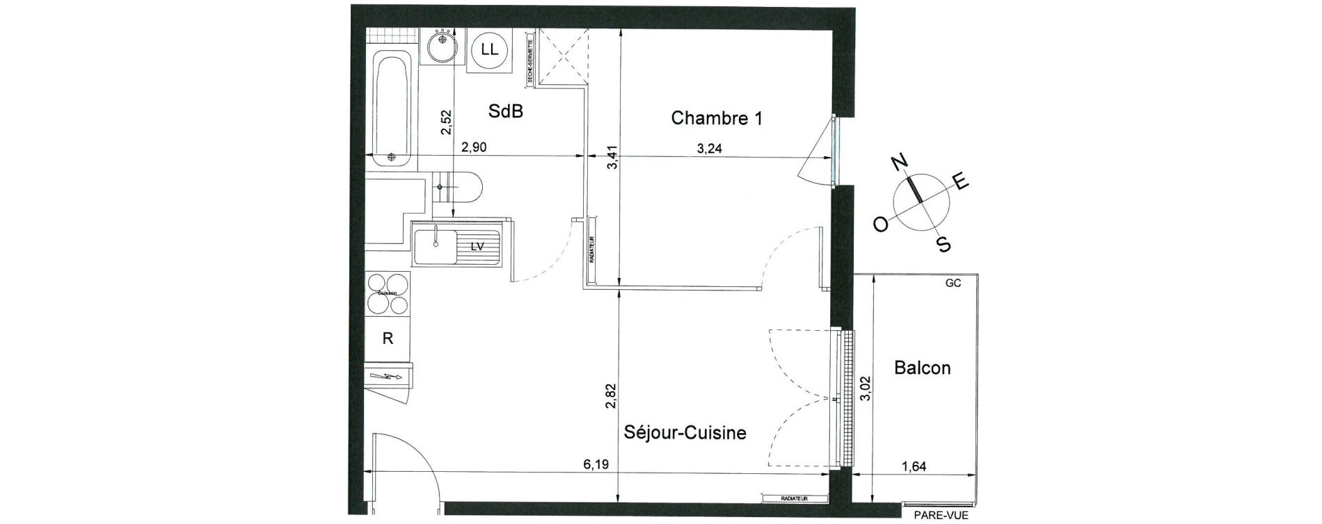 Appartement T2 de 37,30 m2 &agrave; Villiers-Le-Bel Centre