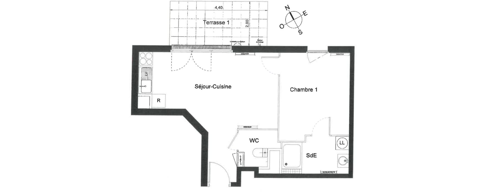 Appartement T2 de 41,40 m2 &agrave; Villiers-Le-Bel Centre