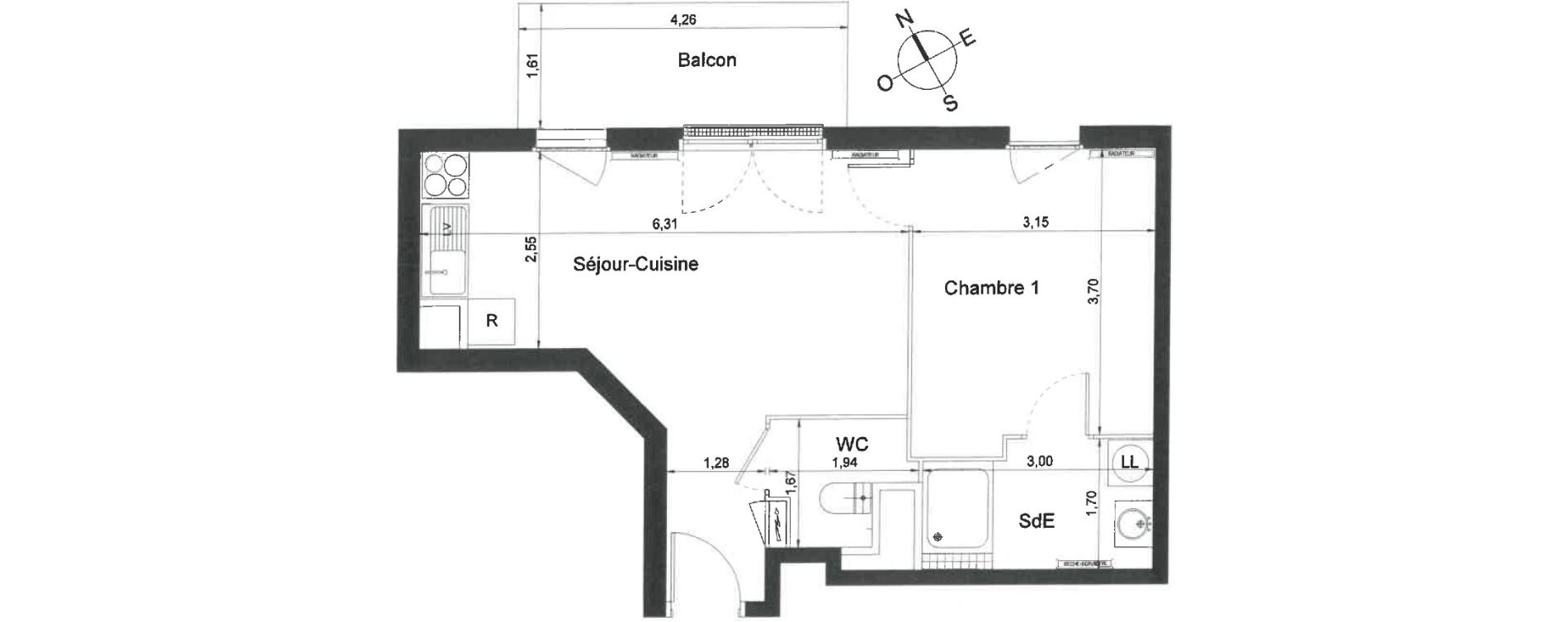 Appartement T2 de 41,40 m2 &agrave; Villiers-Le-Bel Centre