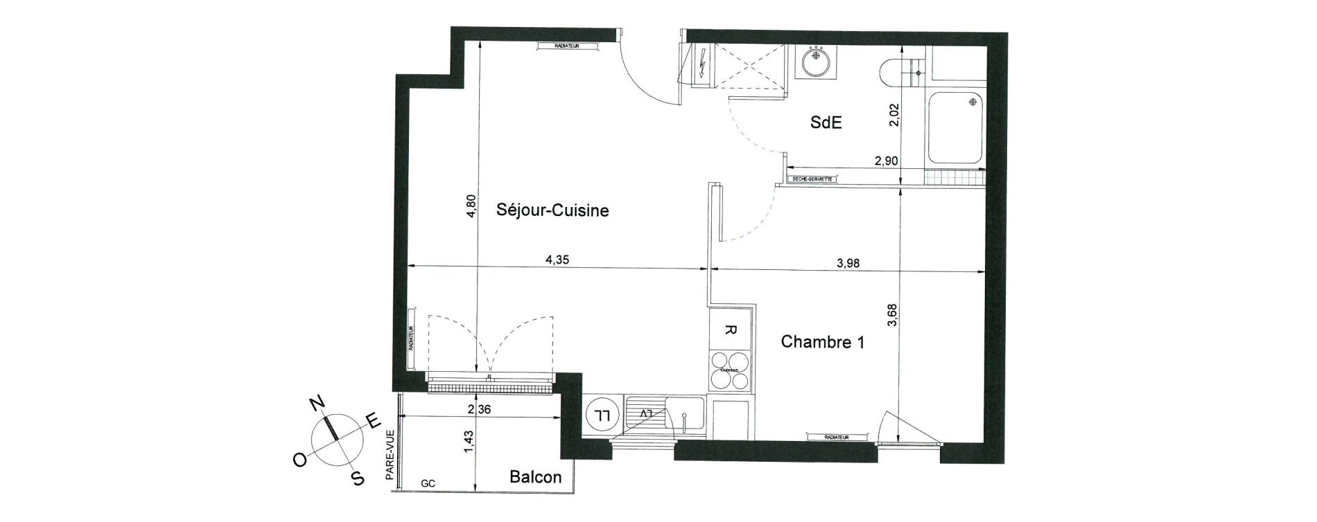 Appartement T2 de 43,50 m2 &agrave; Villiers-Le-Bel Centre