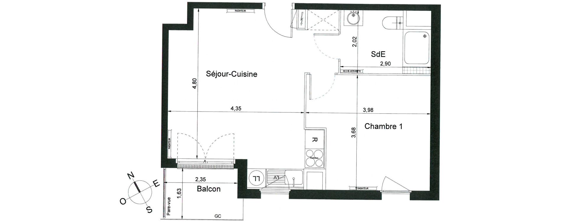 Appartement T2 de 43,50 m2 &agrave; Villiers-Le-Bel Centre
