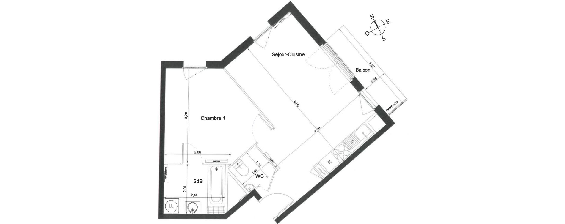 Appartement T2 de 44,40 m2 &agrave; Villiers-Le-Bel Centre