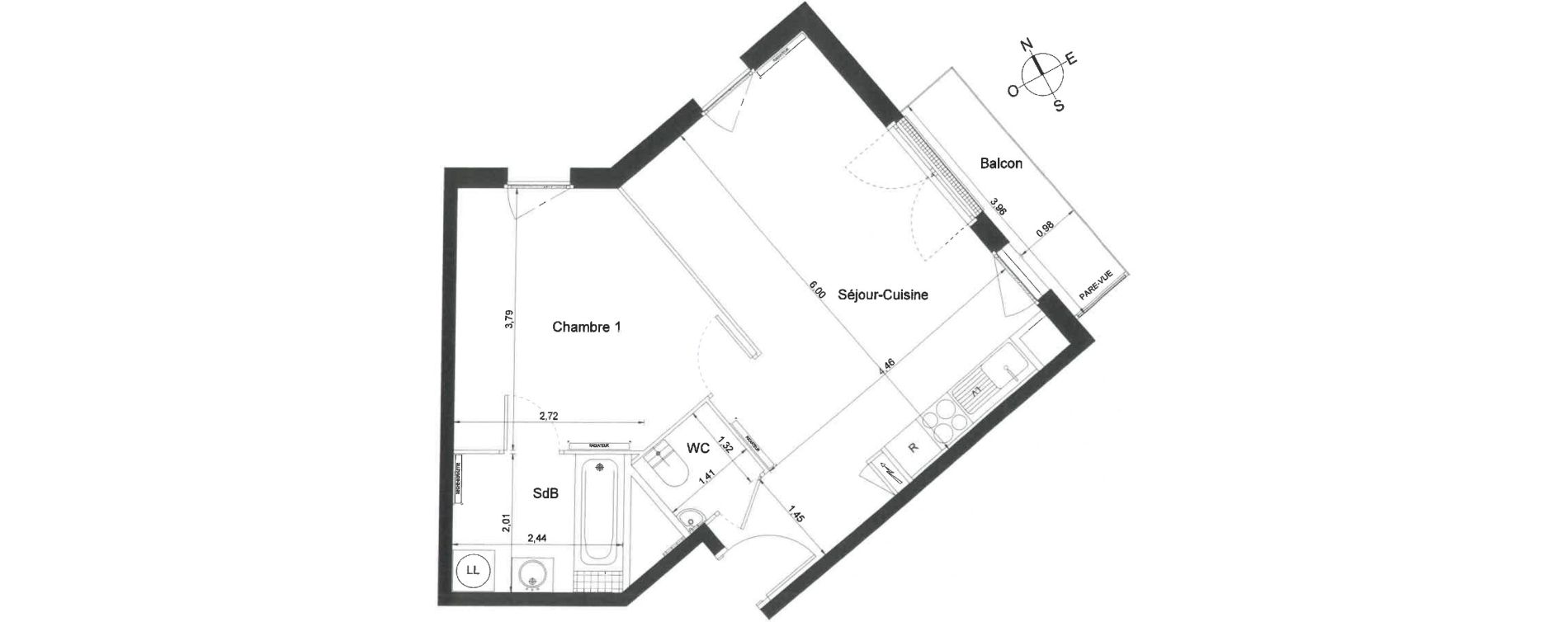 Appartement T2 de 44,40 m2 &agrave; Villiers-Le-Bel Centre