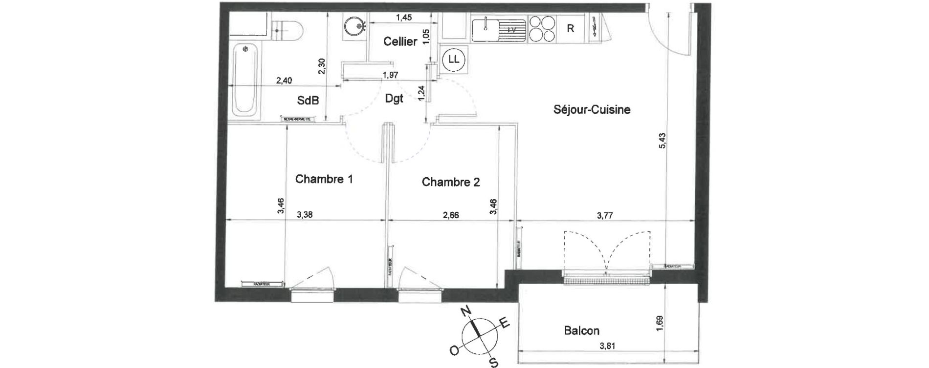 Appartement T3 de 54,20 m2 &agrave; Villiers-Le-Bel Centre