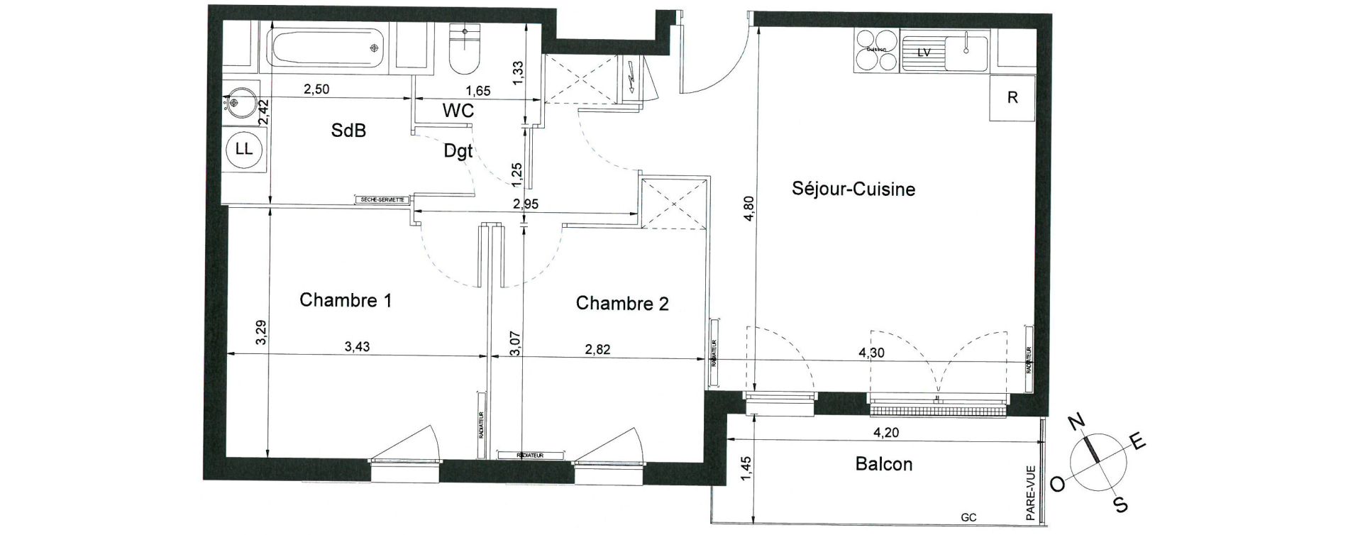 Appartement T3 de 54,30 m2 &agrave; Villiers-Le-Bel Centre