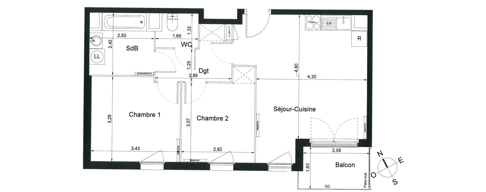 Appartement T3 de 55,80 m2 &agrave; Villiers-Le-Bel Centre
