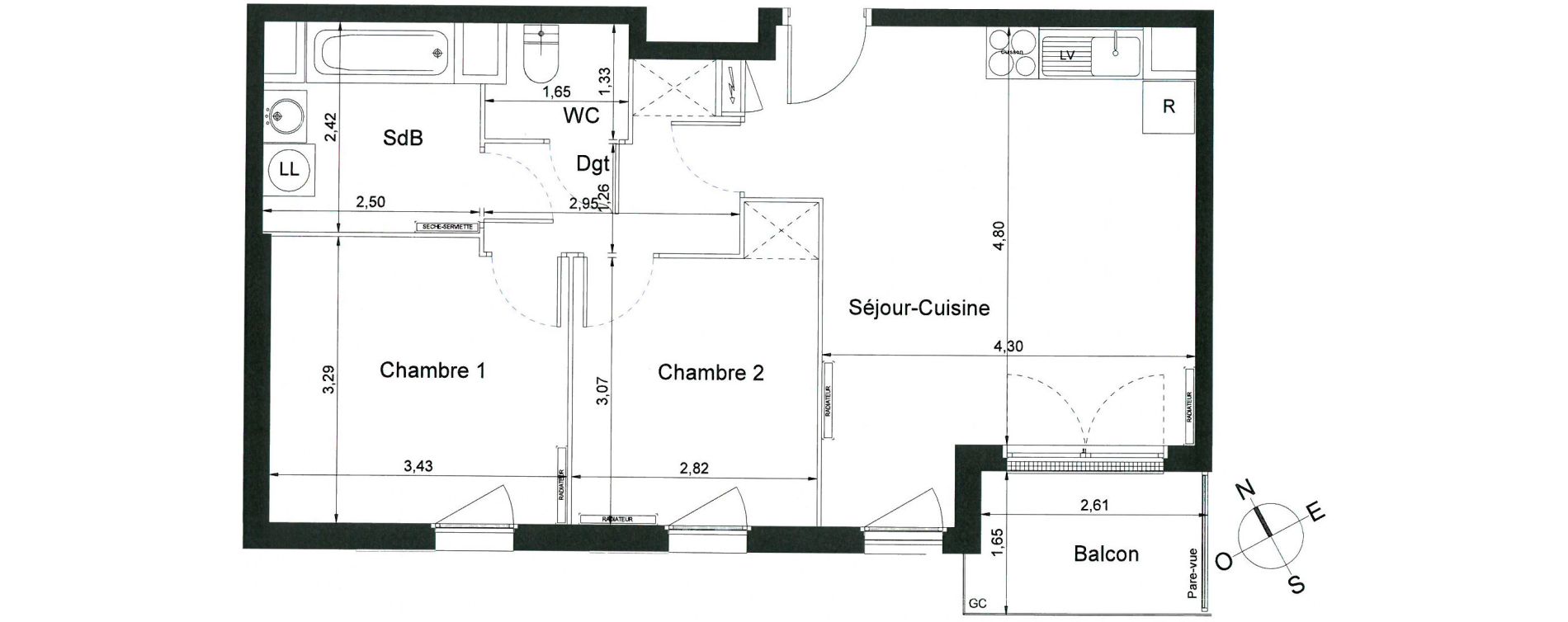 Appartement T3 de 55,80 m2 &agrave; Villiers-Le-Bel Centre