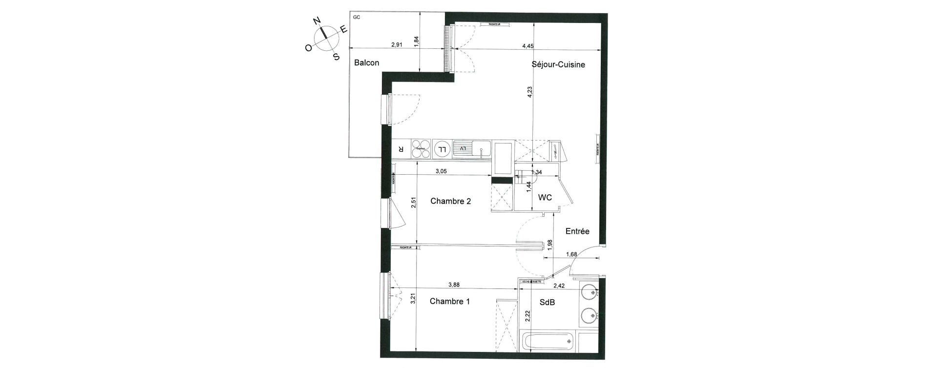 Appartement T3 de 57,40 m2 &agrave; Villiers-Le-Bel Centre
