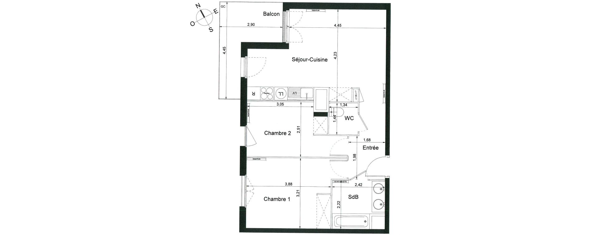 Appartement T3 de 57,40 m2 &agrave; Villiers-Le-Bel Centre