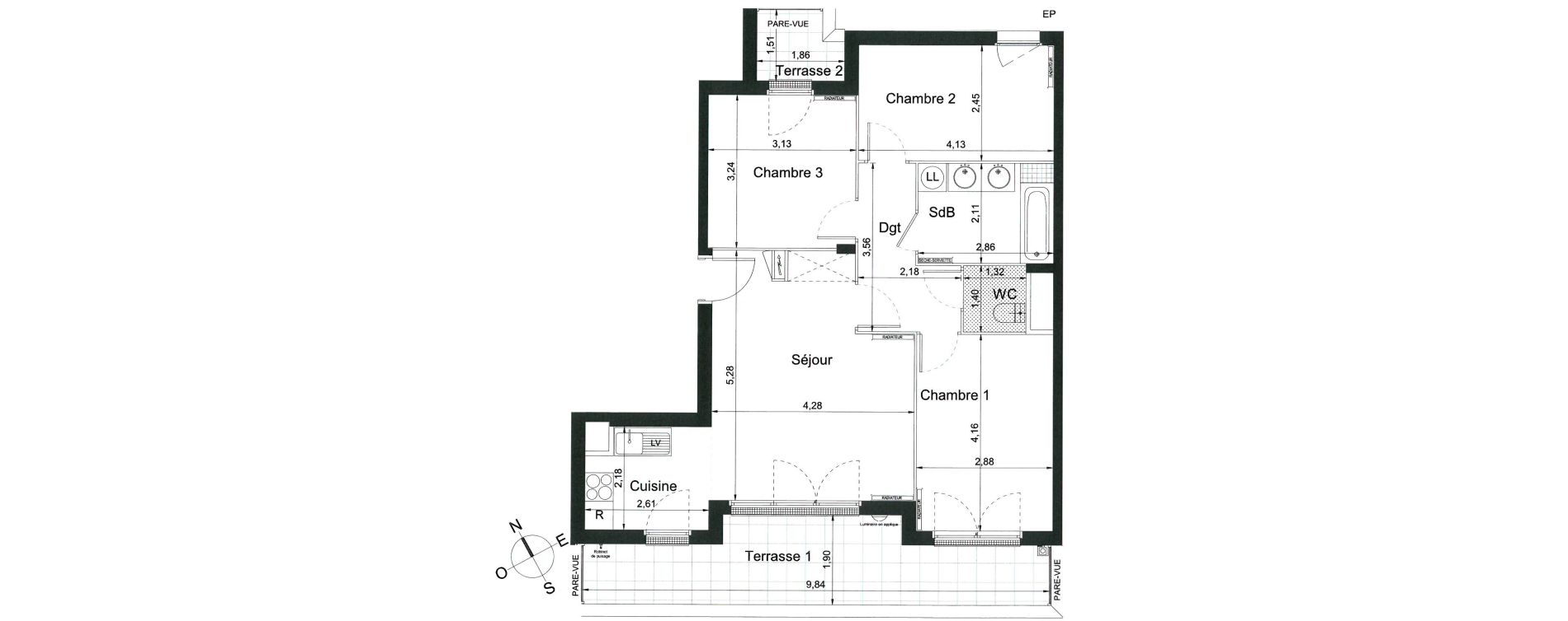 Appartement T4 de 71,20 m2 &agrave; Villiers-Le-Bel Centre