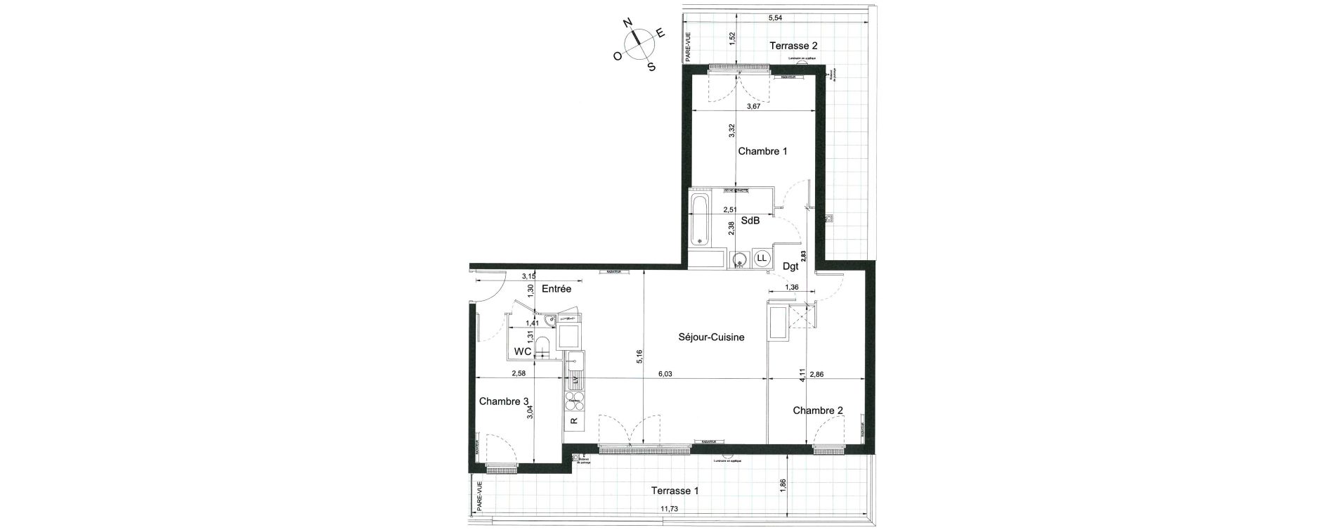 Appartement T4 de 79,40 m2 &agrave; Villiers-Le-Bel Centre