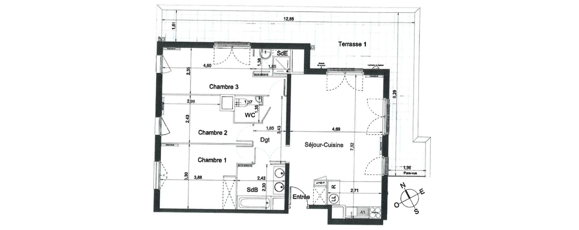 Appartement T4 de 81,90 m2 à Villiers-Le-Bel Centre