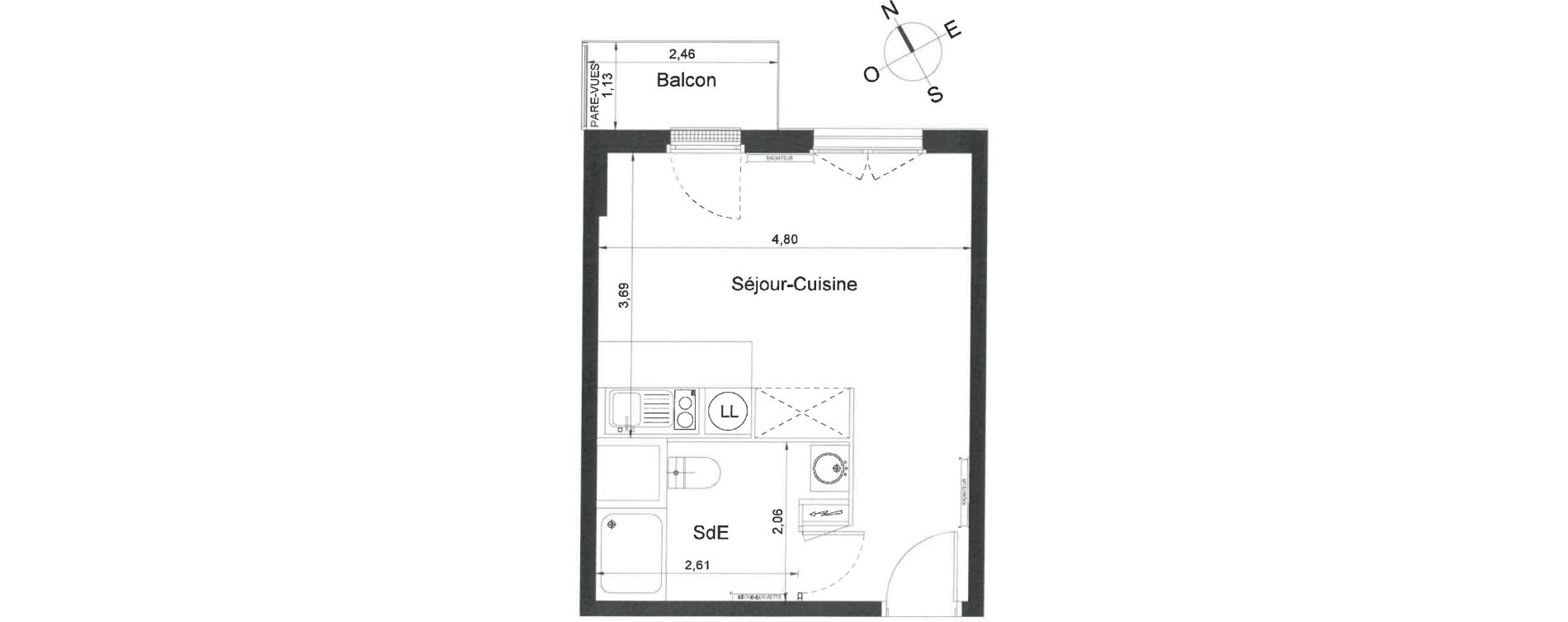 Studio de 26,50 m2 &agrave; Villiers-Le-Bel Centre