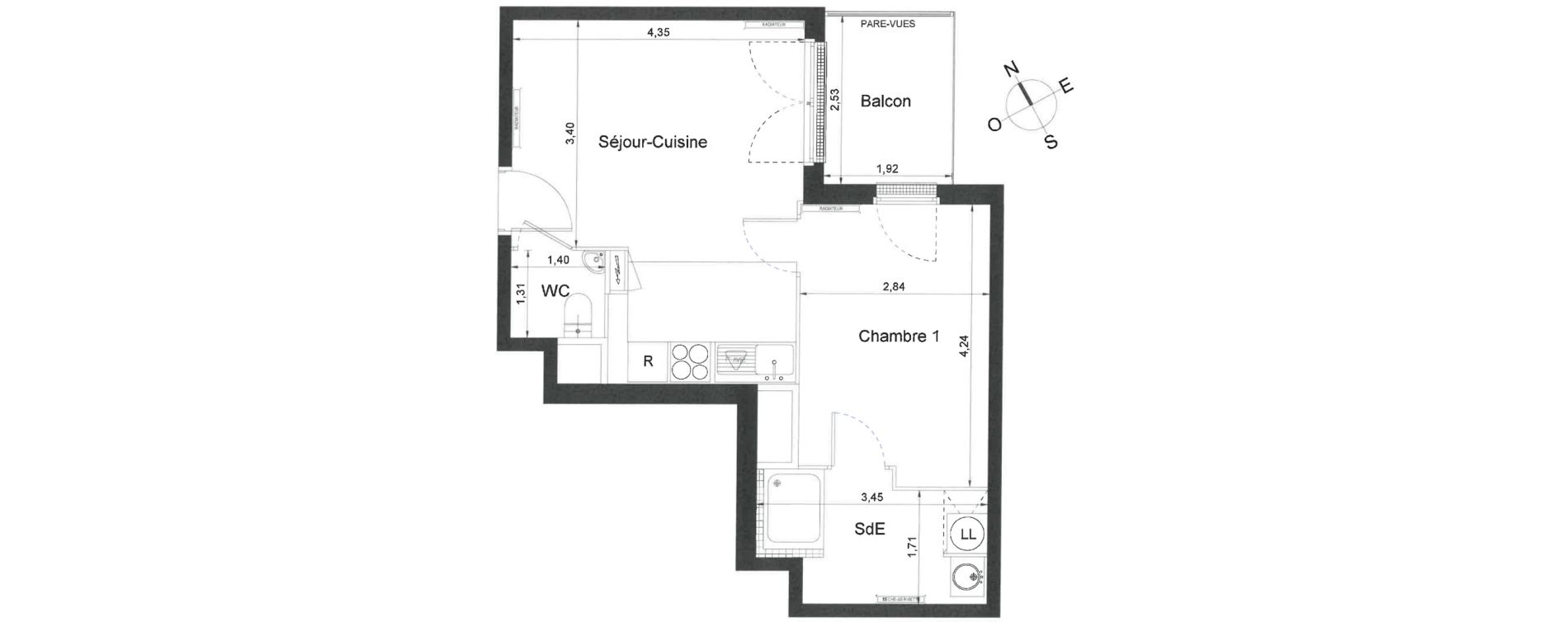 Appartement T2 de 39,70 m2 &agrave; Villiers-Le-Bel Centre
