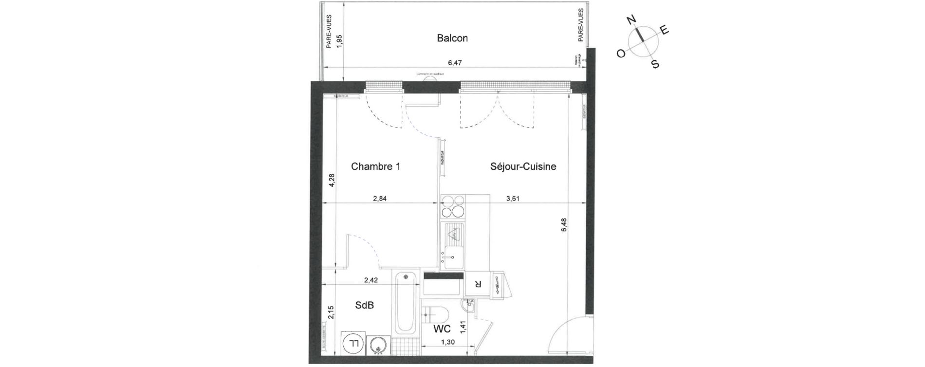 Appartement T2 de 40,60 m2 à Villiers-Le-Bel Centre