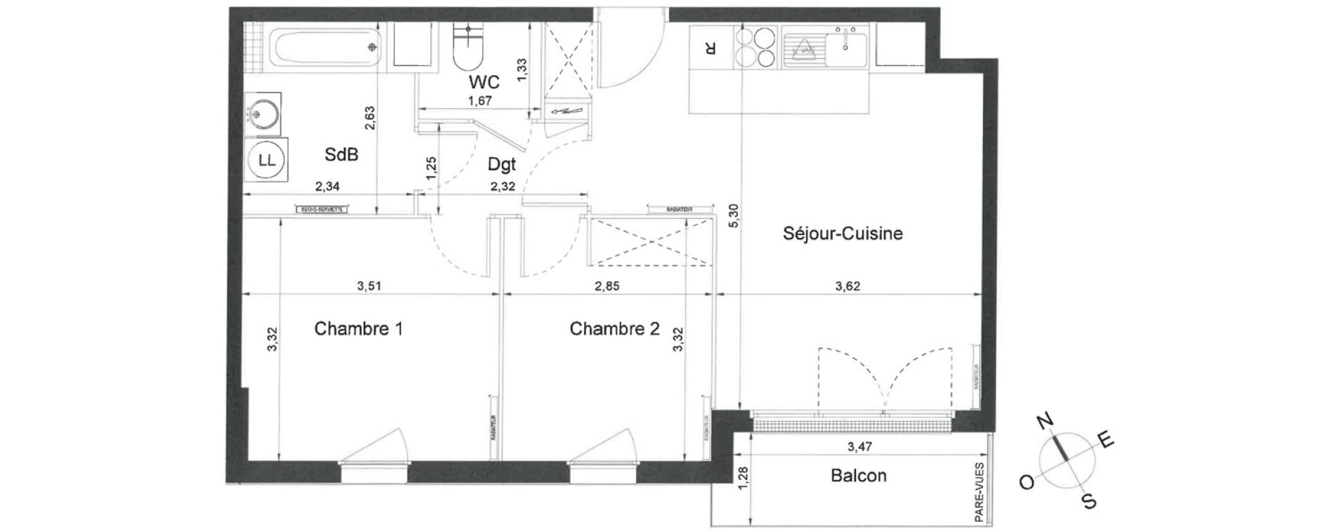 Appartement T3 de 55,00 m2 &agrave; Villiers-Le-Bel Centre