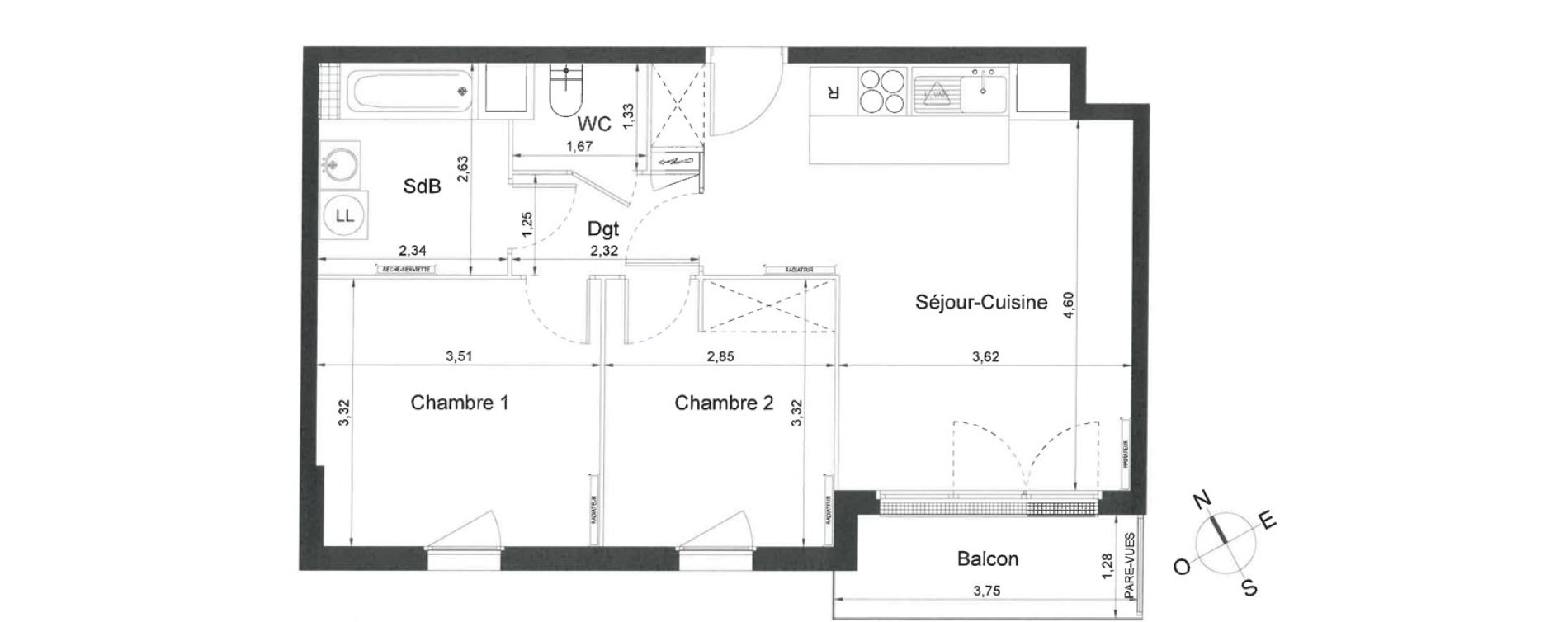 Appartement T3 de 55,00 m2 &agrave; Villiers-Le-Bel Centre