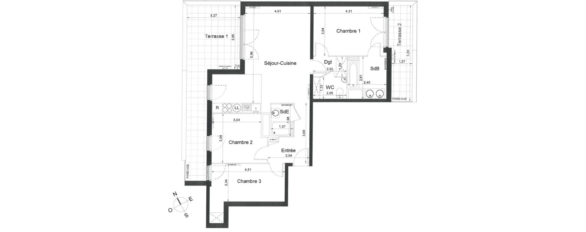 Appartement T4 de 83,60 m2 &agrave; Villiers-Le-Bel Centre