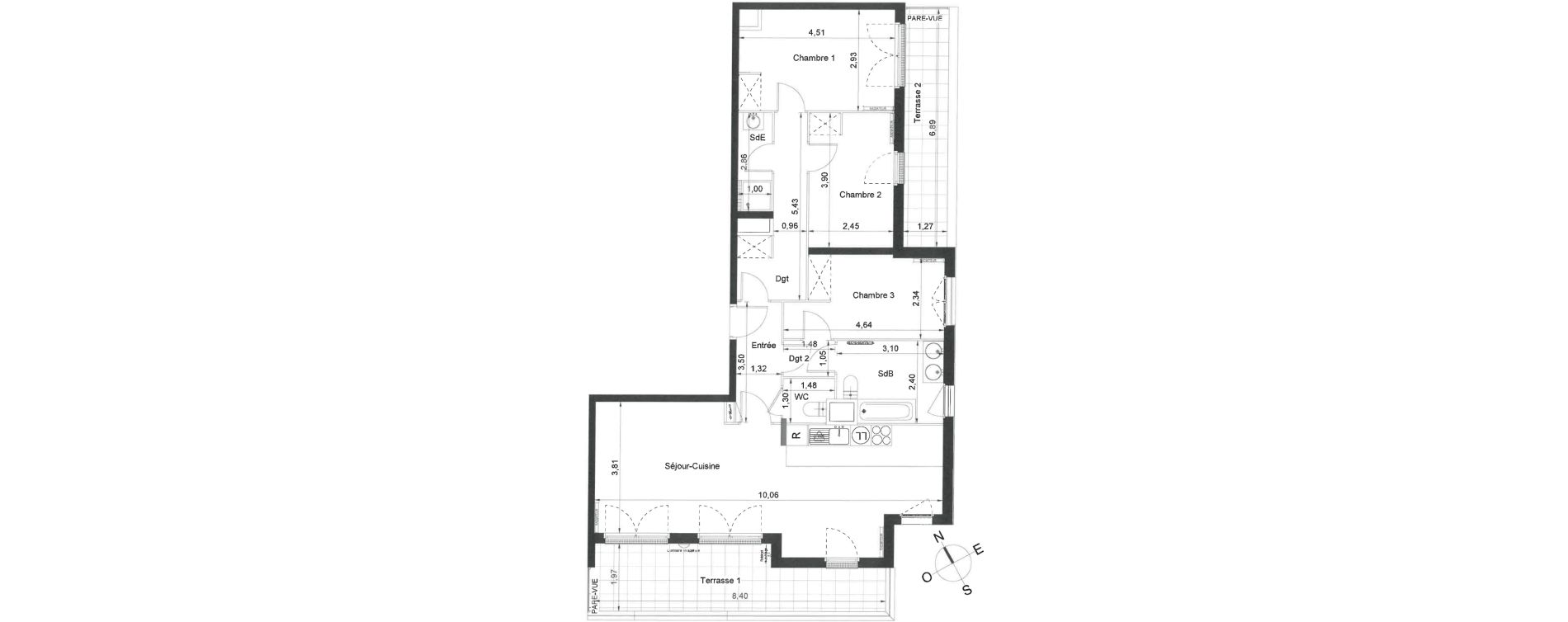 Appartement T4 de 92,60 m2 &agrave; Villiers-Le-Bel Centre