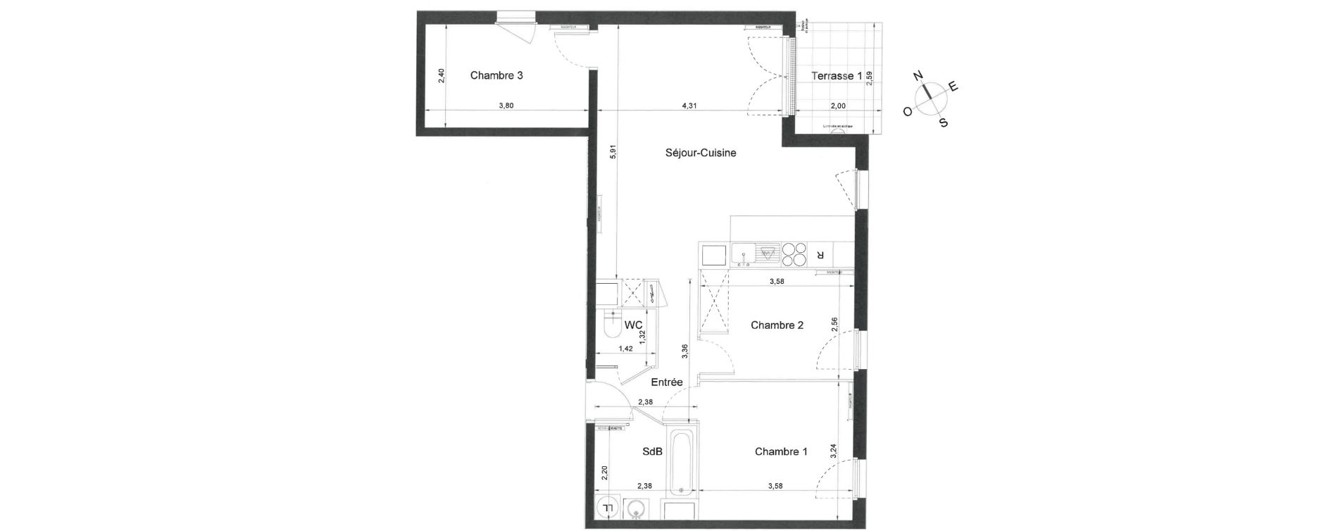Appartement T4 de 71,10 m2 &agrave; Villiers-Le-Bel Centre