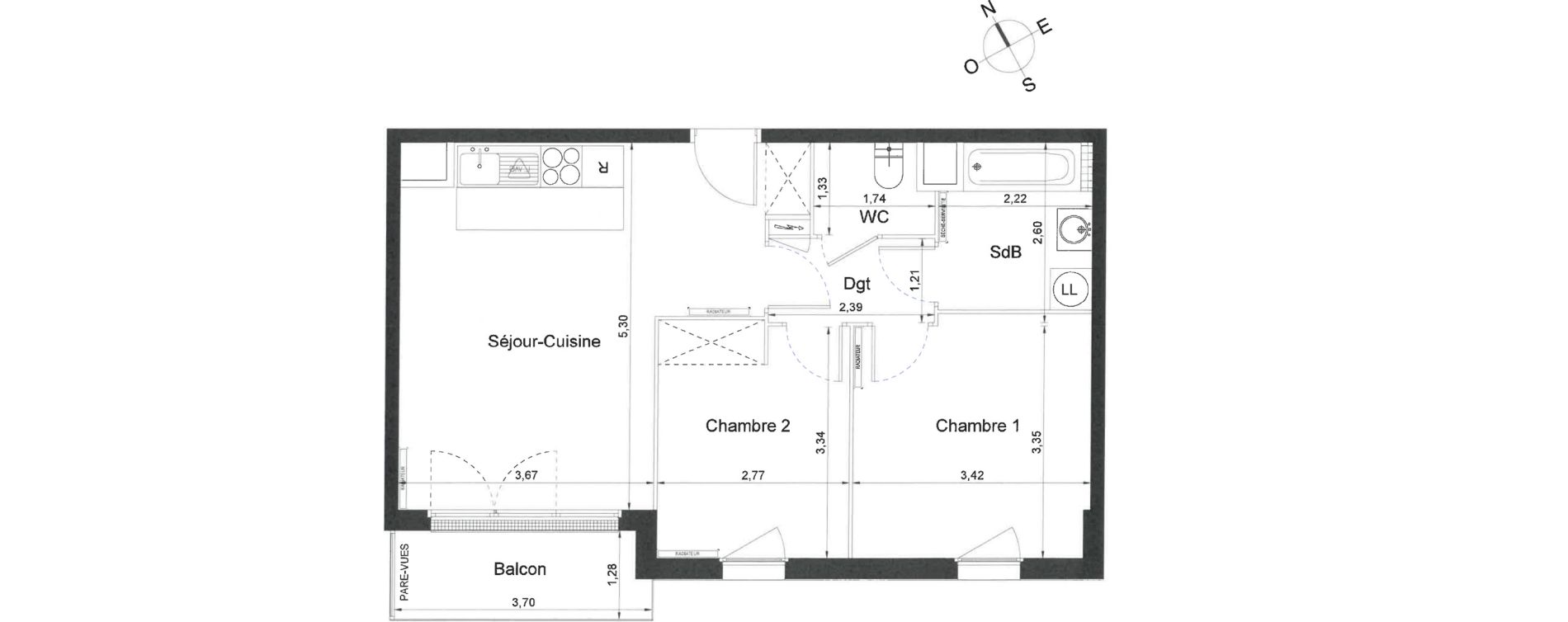 Appartement T3 de 54,90 m2 &agrave; Villiers-Le-Bel Centre