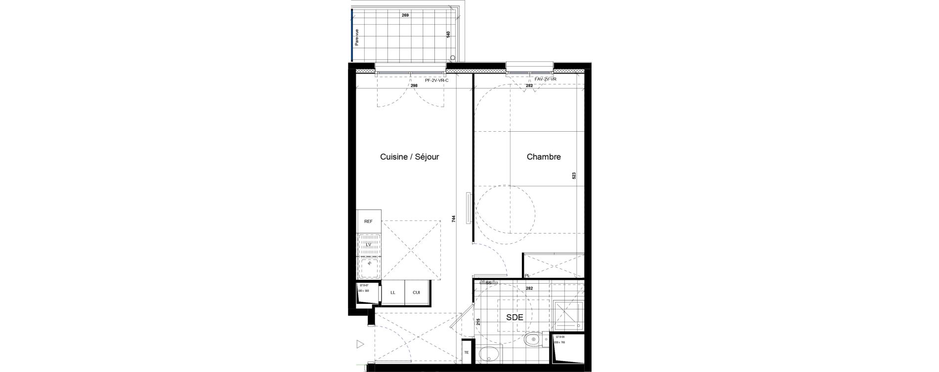 Appartement T2 de 40,78 m2 &agrave; Villiers-Le-Bel Village - val roger